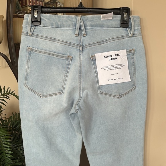 NWT Good American Good Legs Crop Button Fly Skinny Jeans Stretch Sculpting Light - Picture 9 of 16